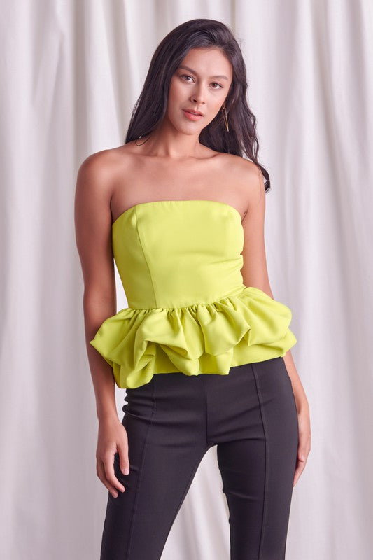 Strapless Ruffle Peplum Top