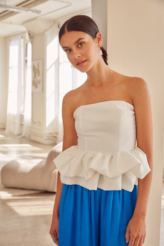 Strapless Ruffle Peplum Top