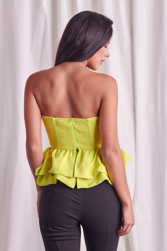 Strapless Ruffle Peplum Top