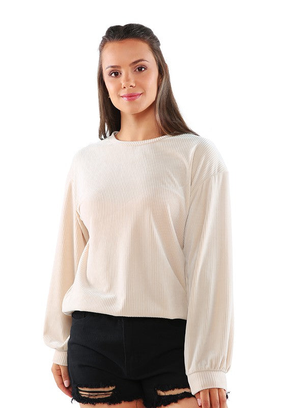 Drop Shoulder Corduroy Top