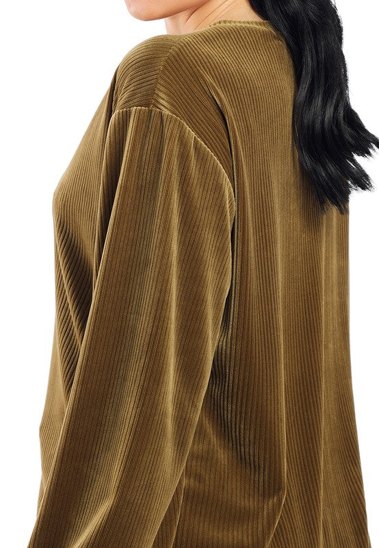 Drop Shoulder Corduroy Top