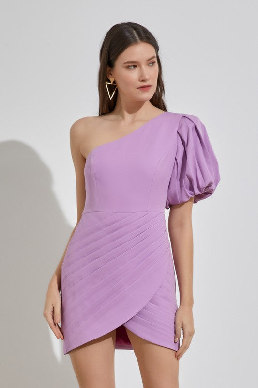 Elegant One Shoulder Ruffle Dress