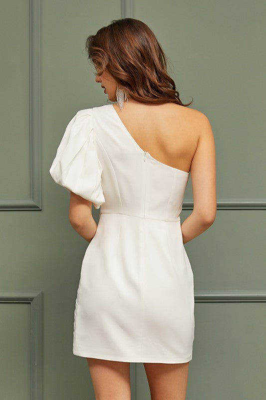 Elegant One Shoulder Ruffle Dress