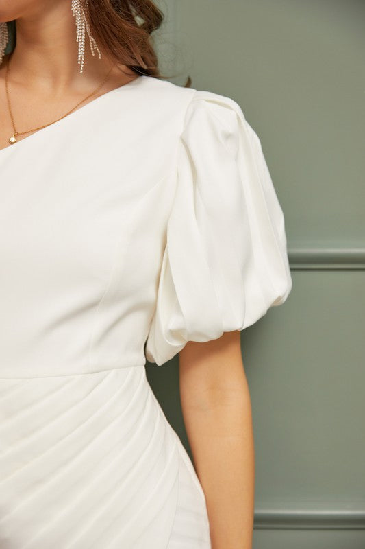 Elegant One Shoulder Ruffle Dress