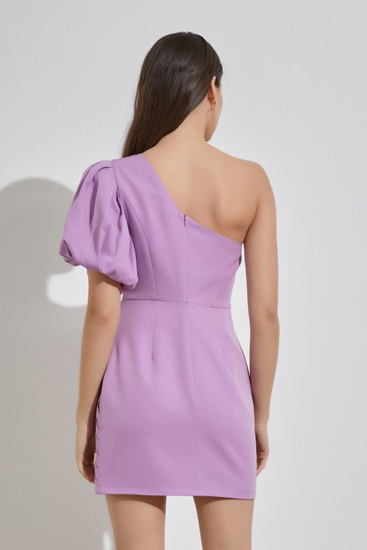 Elegant One Shoulder Ruffle Dress