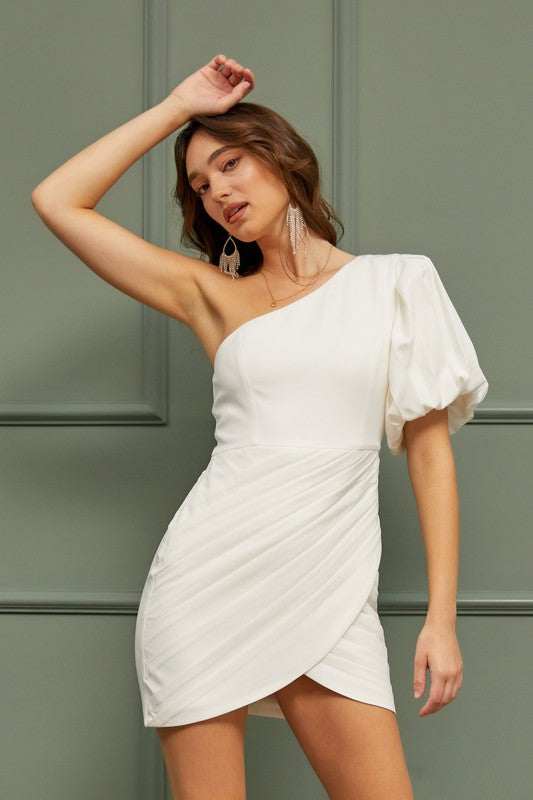 Elegant One Shoulder Ruffle Dress