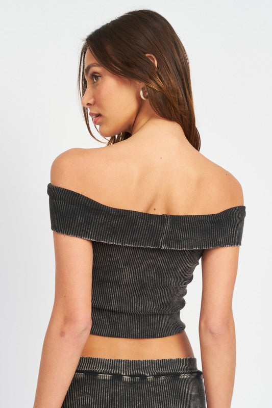 GARMENT DYE STRAPLESS CROP TOP