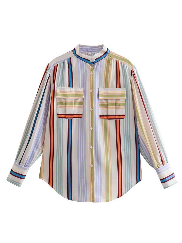 Striped Lantern Sleeve Shirt