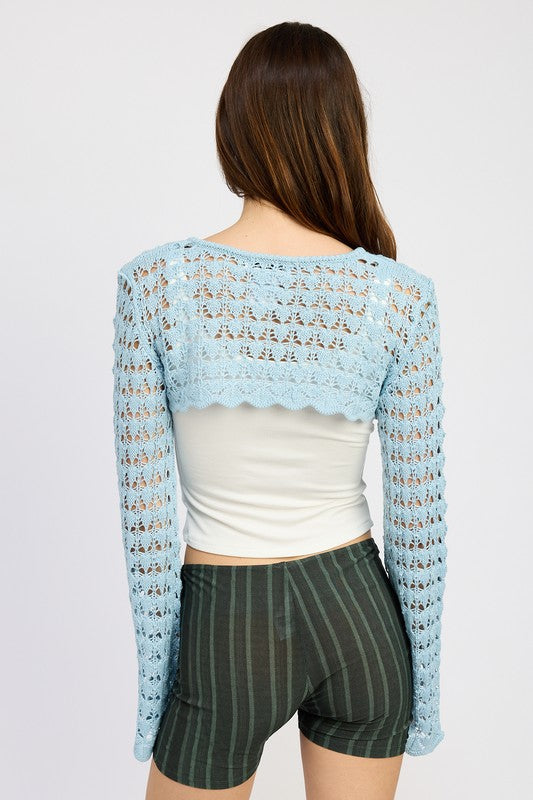 CROCHET BOLERO WITH DRAWSTRINGS