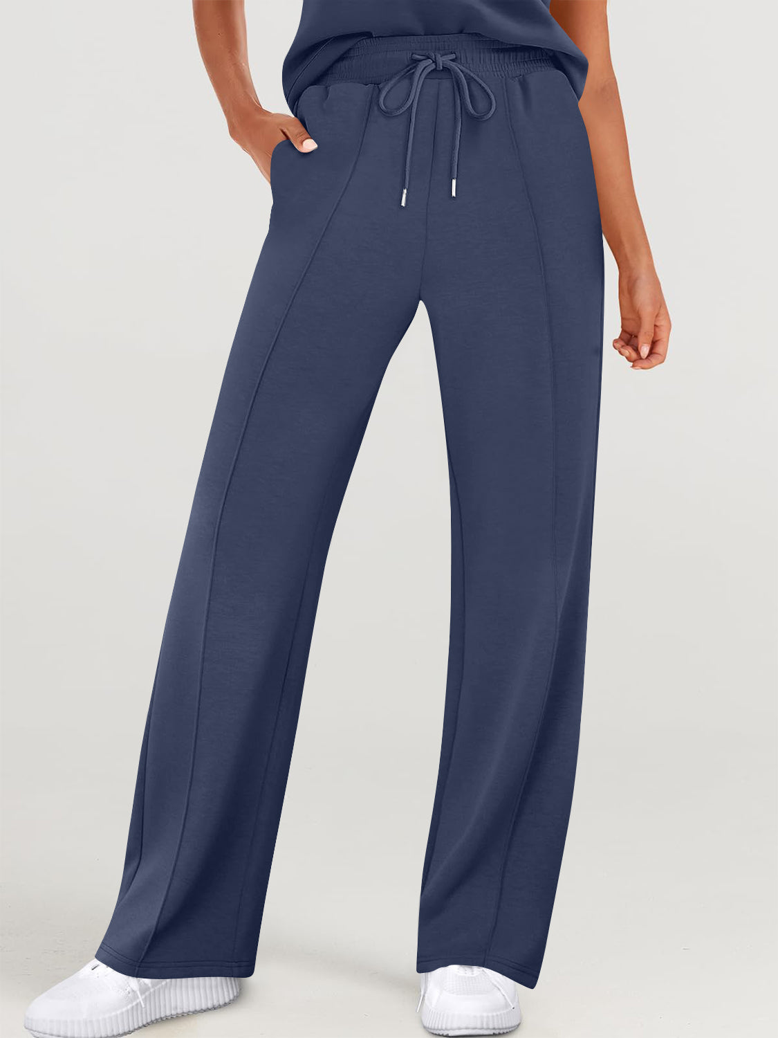 Full Size Round Neck Top and Drawstring Pants Set