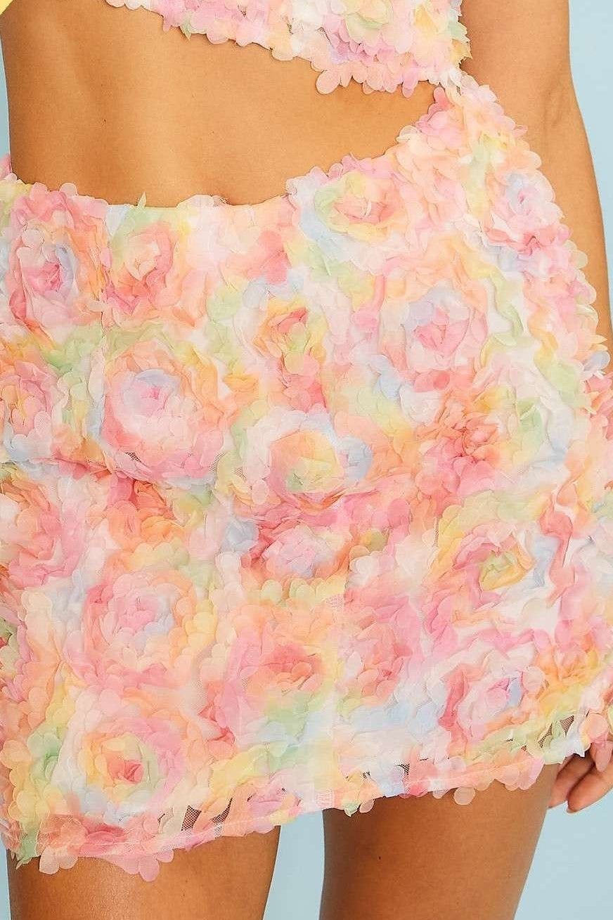 3D Floral Mini Skirt