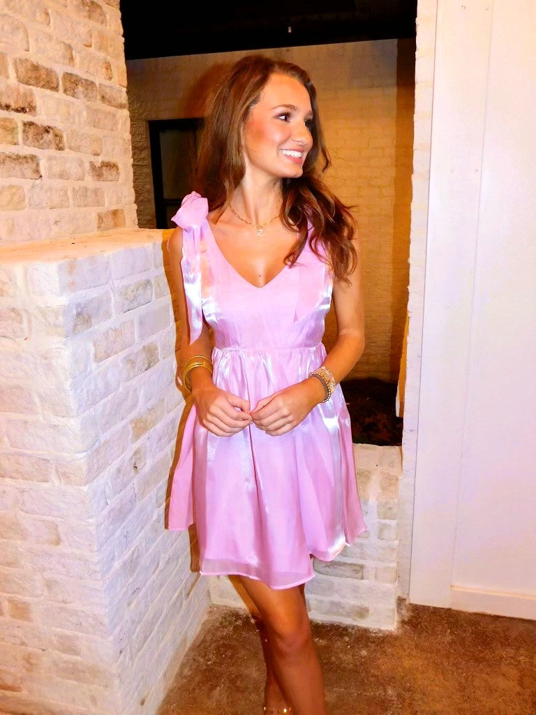 Pink Shimmer Babydoll Dress