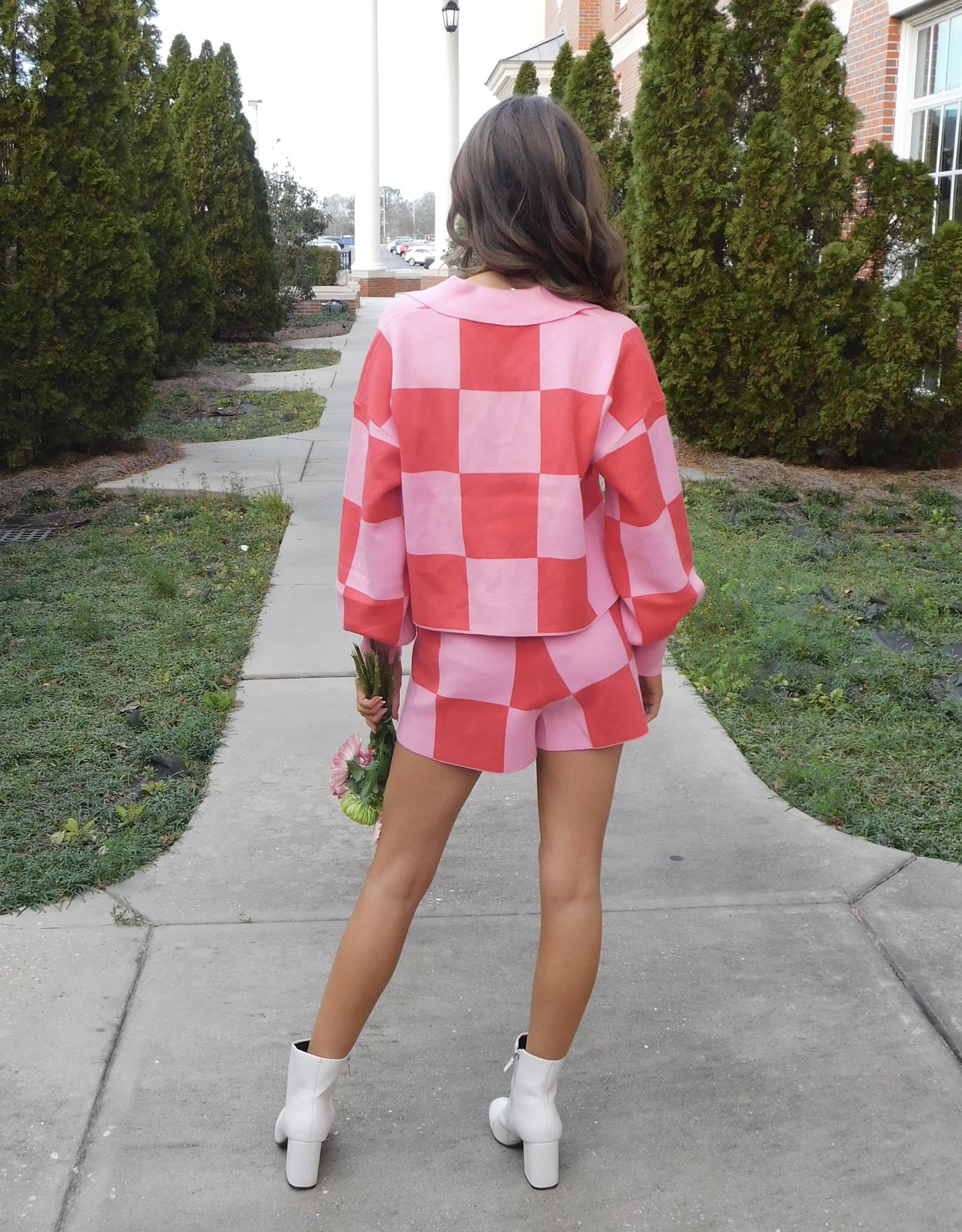 Checkered Sweater Shorts