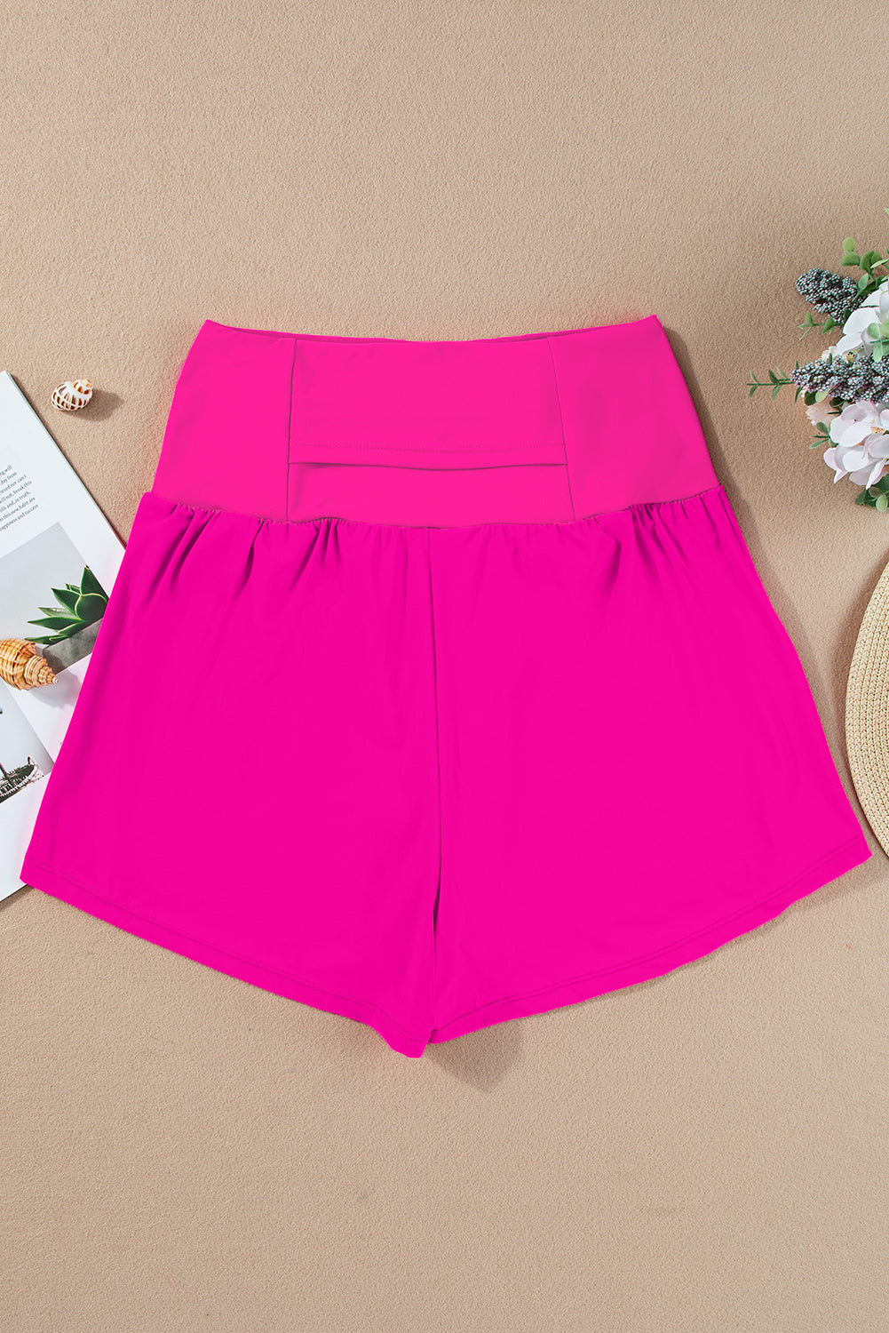 Rose Red Pocketed Wide Waistband Shorts