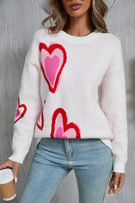 Angel Wings Heart Round Neck Long Sleeve Sweater