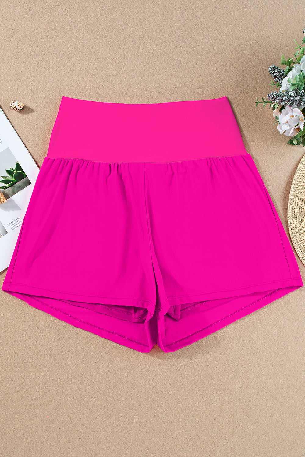 Rose Red Pocketed Wide Waistband Shorts