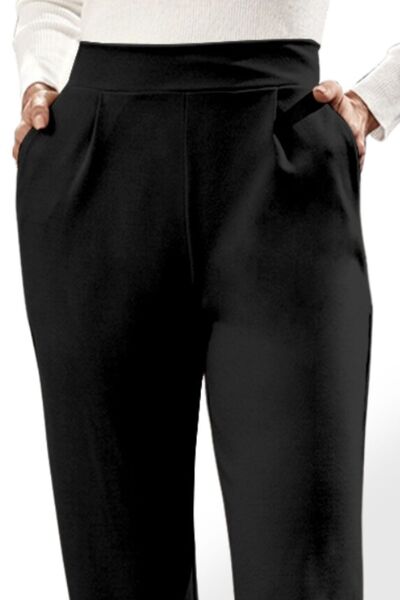 High Waist Straight Pants with Pockets